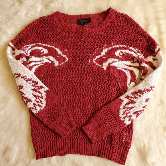Romeo + Juliet Couture Red and White Open Weave Sweater Size M NWT - Picture 6 of 16